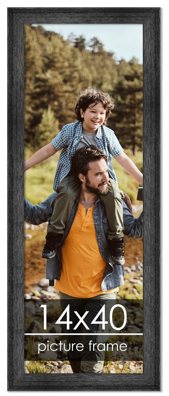 14x40 Wide Barnwood Picture Frame with UV-Resistant Acrylic & Acid Free Backing, Available in 6 Paint Finishes - Grey, Brown, White, and Black